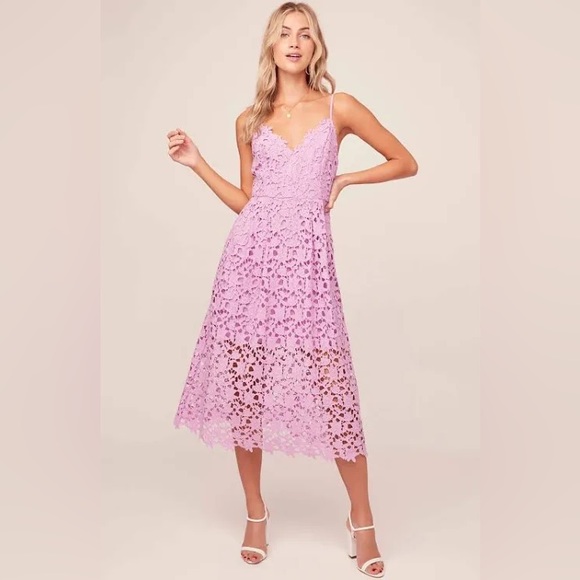 ASTR THE LABEL Lace Midi Dress pink perfect - Picture 2 of 8